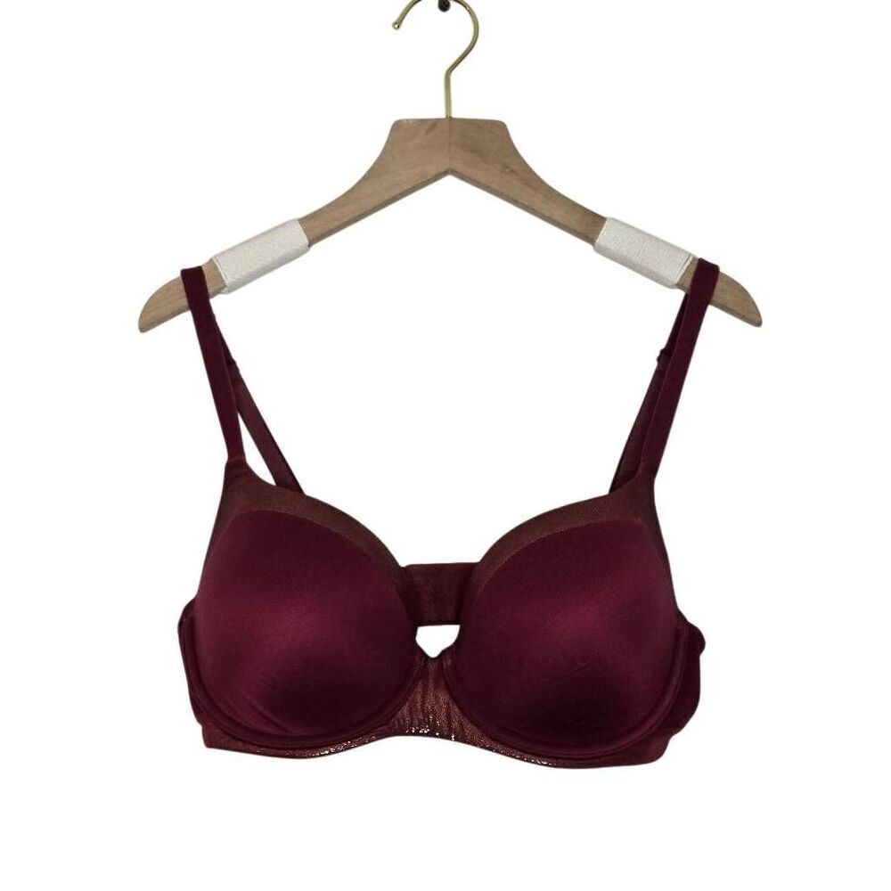 Victoria's Secret Lined Demi Bra Size 32DD Maroon Metallic